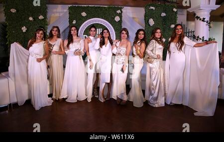 New Delhi, India. 30th July, 2019. Women contestants of the India`s first ever page 3 reality showabout the real life drama of Delhi`s most happening societies during the press conference show will telecast on Zee tv from august 6th 2019 Monday to Friday 11 pm. Credit: Jyoti Kapoor/Pacific Press/Alamy Live News Stock Photo